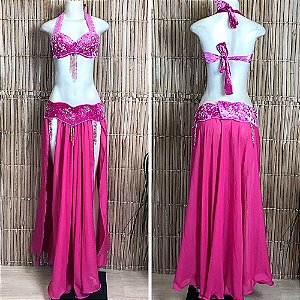 [Liquidação] Dança do Ventre Traje Bordado Completo Pronta Entrega -TPCL-732