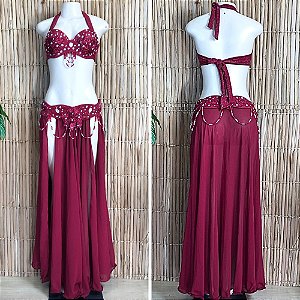 [Liquidação] Dança do Ventre Traje Bordado Completo - Pronta Entrega - TPCL-741