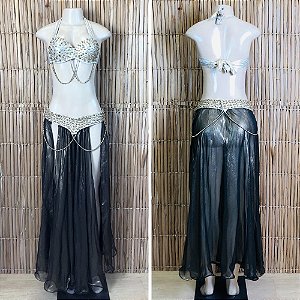 [Liquidação] Dança do Ventre Traje Bordado Completo - P- 40- Pronta Entrega - TPCL-757