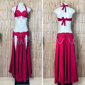 [Liquidação] Dança do Ventre Traje Bordado Completo - Pronta Entrega - TPCL-759