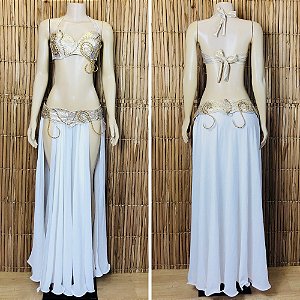 [Liquidação] Dança do Ventre Traje Bordado Completo - Pronta Entrega - TPCL-763