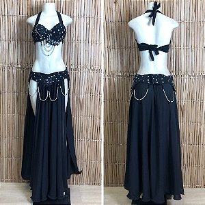 [Liquidação] Dança do Ventre Traje Bordado Completo - Pronta Entrega - TPCL-761