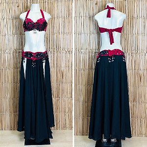 [Liquidação] Dança do Ventre Traje Bordado Completo - Pronta Entrega - TPCL-764