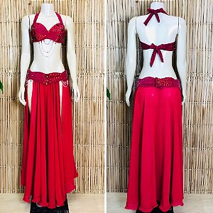 [Liquidação] Dança do Ventre Traje Bordado Completo - Pronta Entrega - TPCL-766