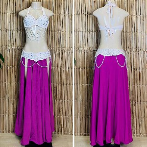 [Liquidação] Dança do Ventre Traje Bordado Completo - Pronta Entrega - TPCL-765