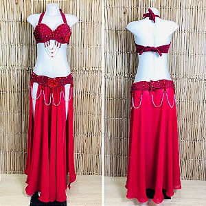 [Liquidação] Dança do Ventre Traje Bordado Completo -G -44- Pronta Entrega - TPCL-768