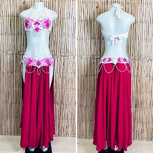 [Liquidação] Dança do Ventre Traje Bordado Completo - Pronta Entrega - TPCL-770