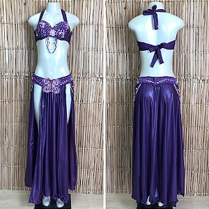 [Liquidação] Dança do Ventre Traje Bordado Completo - Pronta Entrega - TPCL-771
