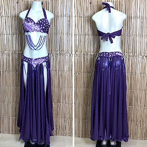 [Liquidação] Dança do Ventre Traje Bordado Completo - Pronta Entrega - TPCL-776