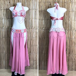 [Liquidação] Dança do Ventre Traje Bordado Completo - G(44) - Pronta Entrega - TPCL-780