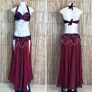 [Liquidação] Dança do Ventre Traje Bordado Completo - Pronta Entrega - TPCL-781