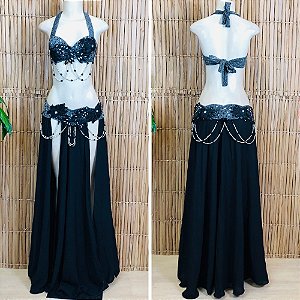 [Liquidação] Dança do Ventre Traje Bordado Completo - Pronta Entrega - TPCL-788