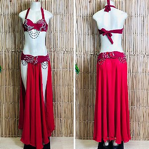[Liquidação] Dança do Ventre Traje Bordado Completo - Pronta Entrega - TPCL-790