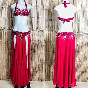 [Liquidação] Dança do Ventre Traje Bordado Completo - Pronta Entrega - TPCL-791
