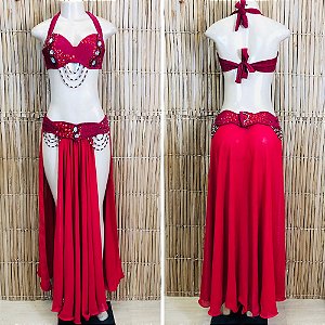 [Liquidação] Dança do Ventre Traje Bordado Completo - GG(46) - Pronta Entrega - TPCL-793