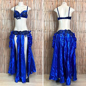 [Liquidação] Dança do Ventre Traje Bordado Completo - M(42) - Pronta Entrega - TPCL-799