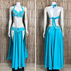 [Liquidação] Dança do Ventre Traje Bordado Completo - Pronta Entrega - TPCL-800