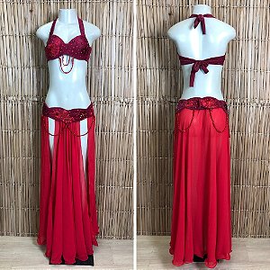 [Liquidação] Dança do Ventre Traje Bordado Completo - Pronta Entrega - TPCL-805