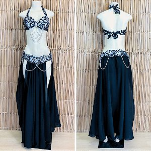 [Liquidação] Dança do Ventre Traje Bordado Completo -  Pronta Entrega - TPCL-817