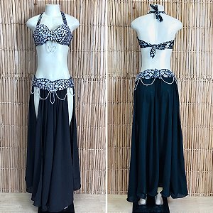 [Liquidação] Dança do Ventre Traje Bordado Completo -  Pronta Entrega - TPCL-819
