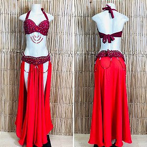[Liquidação] Dança do Ventre Traje Bordado Completo -  Pronta Entrega - TPCL-823