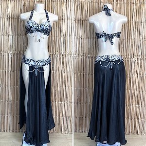 [Liquidação] Dança do Ventre Traje Bordado Completo -  M (42) -  Pronta Entrega - TPCL-824