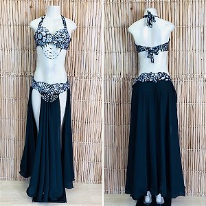 [Liquidação] Dança do Ventre Traje Bordado Completo -  G (44) -  Pronta Entrega - TPCL-825