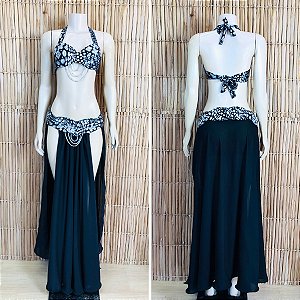 [Liquidação] Dança do Ventre Traje Bordado Completo -  P (40) -  Pronta Entrega - TPCL-826