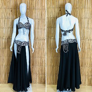 [Liquidação] Dança do Ventre Traje Bordado Completo -  M (42) -  Pronta Entrega - TPCL-827