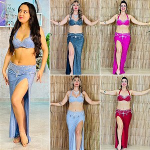 Dança do Ventre Traje Bordado Completo - Pronta Entrega - TPCL-831