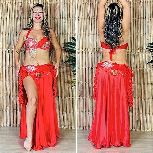 Dança do Ventre Traje Bordado Completo - Pronta Entrega - TPCL-840