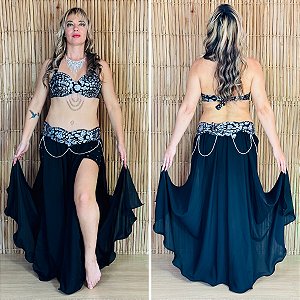 [Liquidação] Dança do Ventre Traje Bordado Completo -  Pronta Entrega - TPCL-843