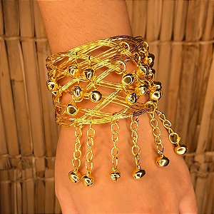 Bracelete Dourado com Sinos Acessório para Dança do Ventre - AB71