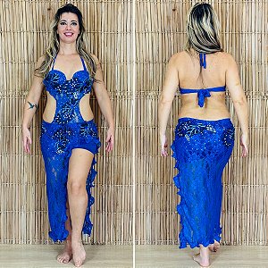 Dança do Ventre Traje Bordado Completo - Pronta Entrega -M (42)- TPCL-863