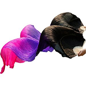 Par Fan Véu Leque Degrade Preto, Roxo e Pink Dança do Ventre - VFAN-11