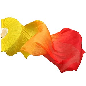 Unidade Fan Véu Leque Degrade  Dança do Ventre - Amarelo, Laranja e Vermelho - VFAN-UN