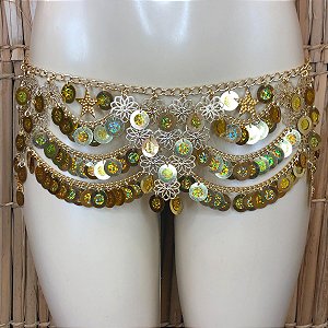 Liquidação Lenço de Quadril Luxo Dança do Ventre/Cigana LQL128