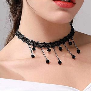 Gargantilha Colar Gótico Vintage Corrente pedras Para Dança Cigana - AB77