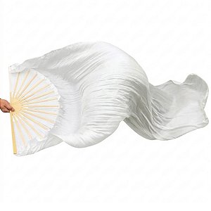 Véu Fan em Poliéster Unidade Leque Branco Dança do Ventre - VFAN-P12
