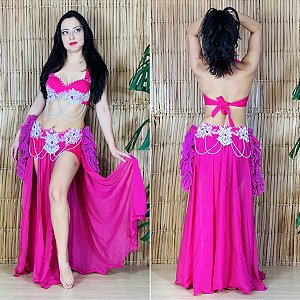 Dança do Ventre Traje Bordado Completo - Pronta Entrega- TPCL-917