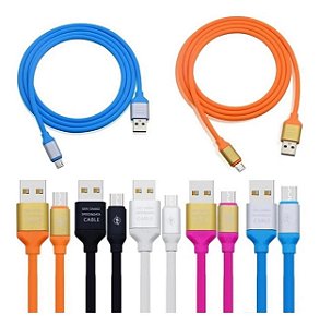 Cabo Carregador USB Colorido para Tipo V8 Turbo Emborrachado 1,20m