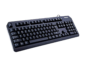 Teclado Philips Momentum USB, Padrão U.S, Resistente a Àgua - SPK6212B