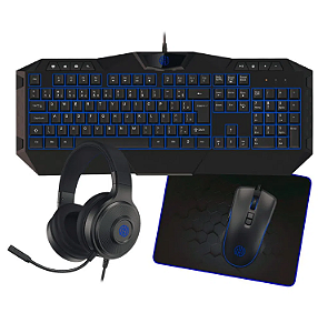 KIT Gamer Teclado, Mouse, Mouse Pad e Headset (4 em 1) Hoopson Azul, TPC-067AZ