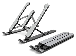 Base Suporte para Notebook Altura Ajustável, Portátil, Metal/Carbono - Preto