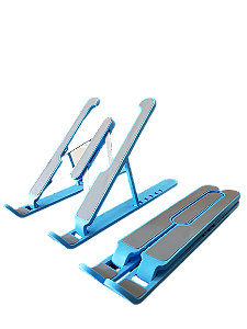 Base Suporte para Notebook Altura Ajustável, Portátil, Metal/Carbono - Azul