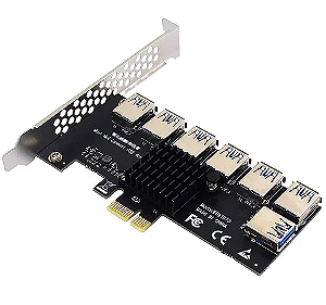 Placa PCI-e Express Multiplicador Riser 7 Portas USB 3.0  x16