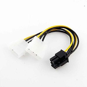 Cabo Adaptador 2x Molex para Pci Express 6 Pinos para Placa De Vídeo