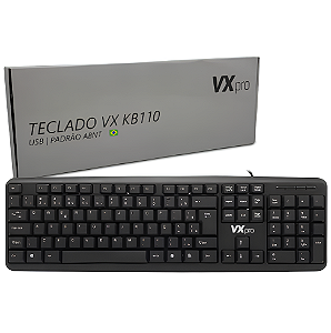 Teclado Office VX PRO, USB, Padrão ABNT2, Preto