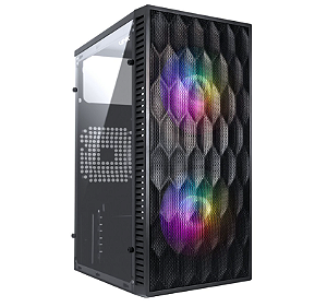 Gabinete Gamer Vinik Wave Preto Lateral Acrilico, 2 FANs RGB Inlcuso, GGWACBK