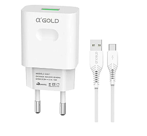 KIT Carregador Turbo Gold Tipo C Gold 3.1A CA43-3